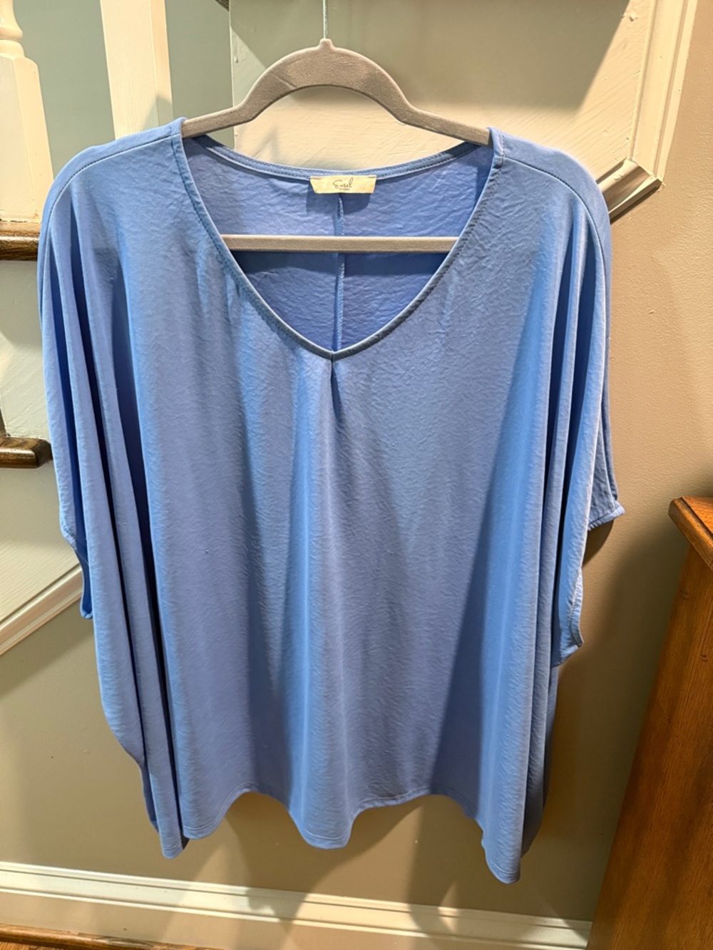 easel Sky Blue V-Neck Draped Tunic